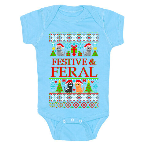 Festive and Feral Sweater Pattern Baby One-Piece