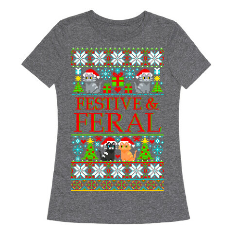 Festive and Feral Sweater Pattern Womens T-Shirt