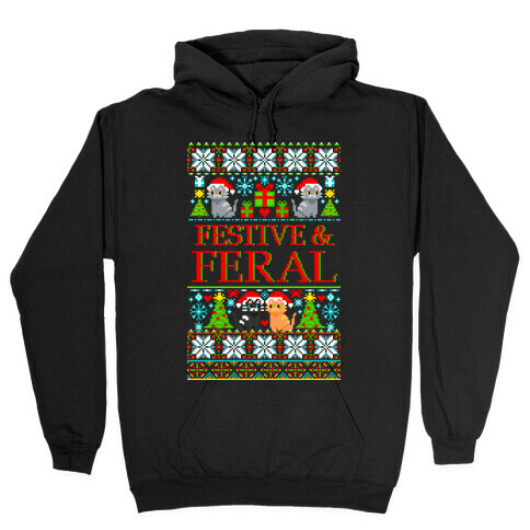 Festive and Feral Sweater Pattern Hooded Sweatshirt