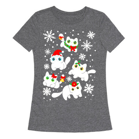 Christmas Cats Pattern Womens T-Shirt