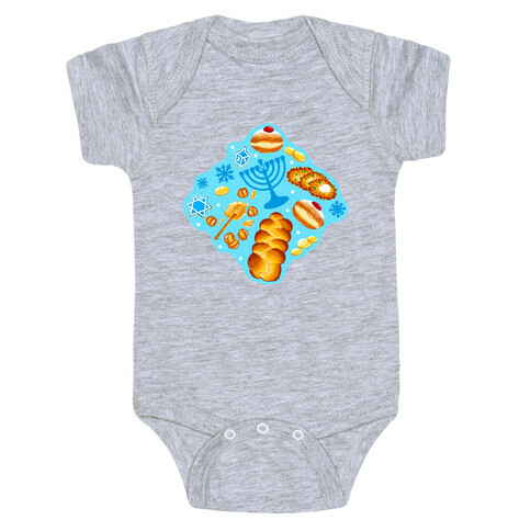 Traditional Hanukkah Food Pattern Baby One-Piece