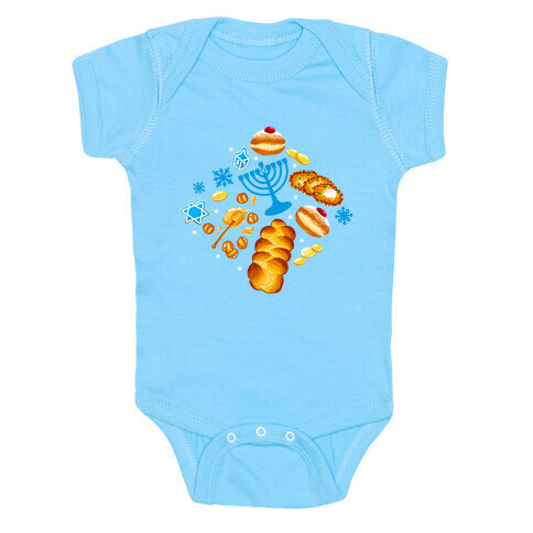 Traditional Hanukkah Food Pattern Baby One-Piece