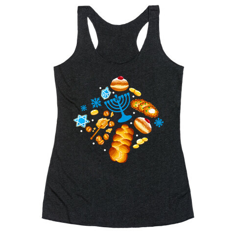 Traditional Hanukkah Food Pattern Racerback Tank Top