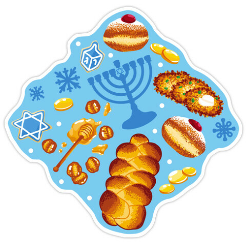 Traditional Hanukkah Food Pattern Die Cut Sticker