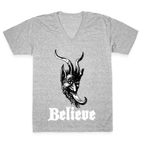 Believe In Krampus V-Neck Tee Shirt
