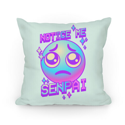 Notice Me Senpai Vaporwave Emoji Pillow