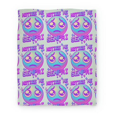 Notice Me Senpai Vaporwave Emoji Blanket