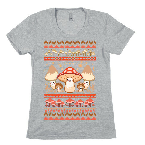 Mushroom Ugly Christmas Sweater Womens T-Shirt