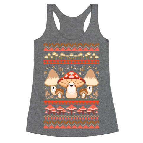 Mushroom Ugly Christmas Sweater Racerback Tank Top