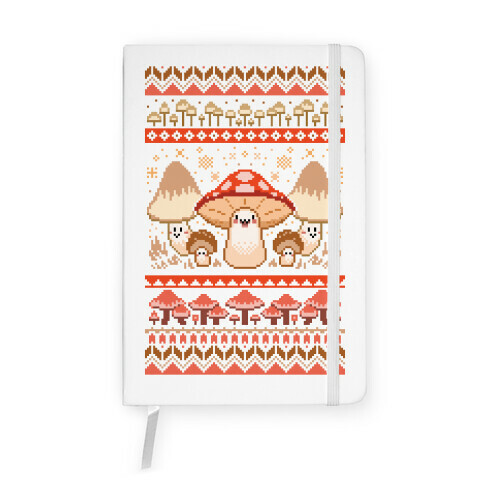 Mushroom Ugly Christmas Sweater Notebook