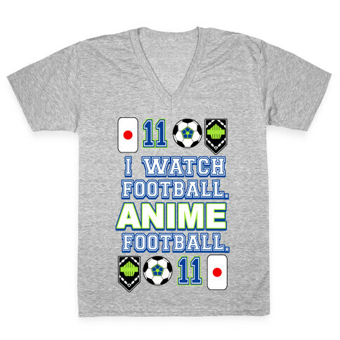 I Watch Football. Anime Football.  V-Neck Tee Shirt