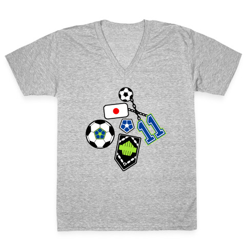 Football Anime Pattern V-Neck Tee Shirt