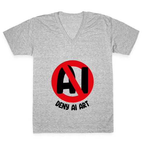 Deny AI Art V-Neck Tee Shirt