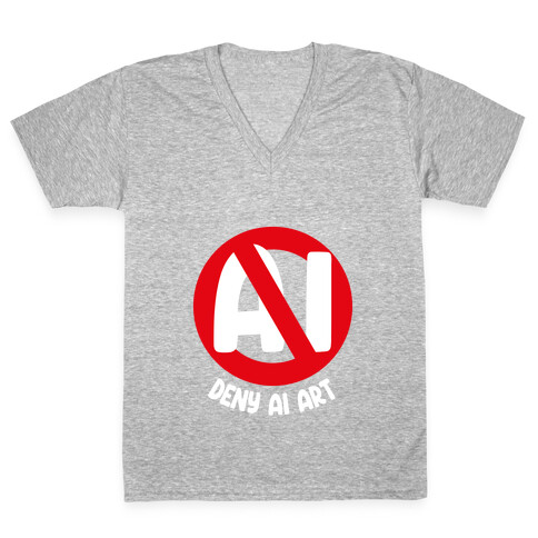 Deny AI Art V-Neck Tee Shirt