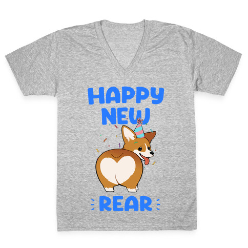 Happy New Rear V-Neck Tee Shirt