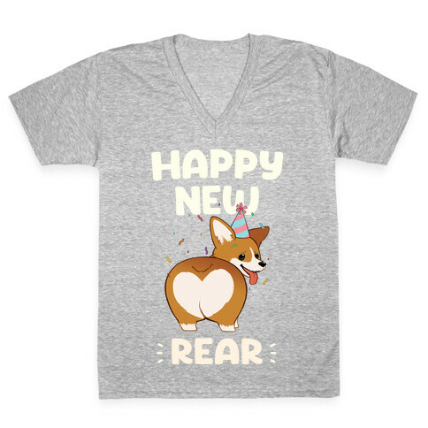 Happy New Rear V-Neck Tee Shirt