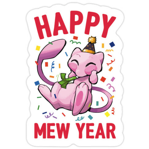 Happy Mew Year Die Cut Sticker