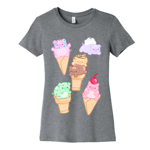 Ice Cream Pigs Pattern Womens T-Shirt