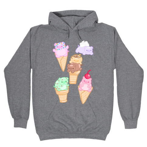 Ice Cream Pigs Pattern Hooded Sweatshirt