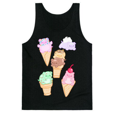 Ice Cream Pigs Pattern Tank Top