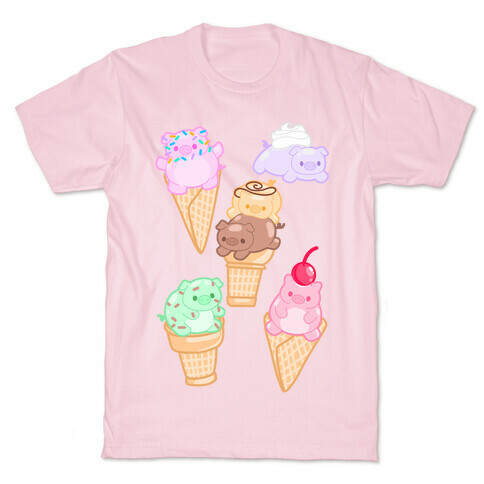 Ice Cream Pigs Pattern T-Shirt