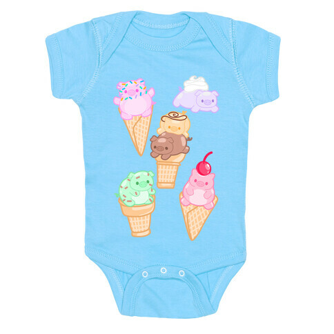 Ice Cream Pigs Pattern Baby One-Piece