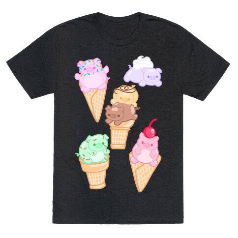 Ice Cream Pigs Pattern T-Shirt