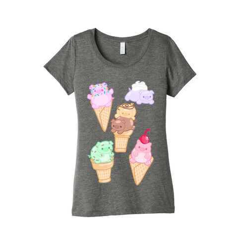 Ice Cream Pigs Pattern Womens T-Shirt