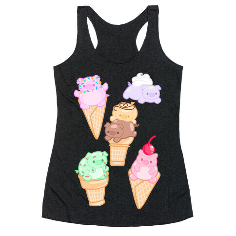 Ice Cream Pigs Pattern Racerback Tank Top