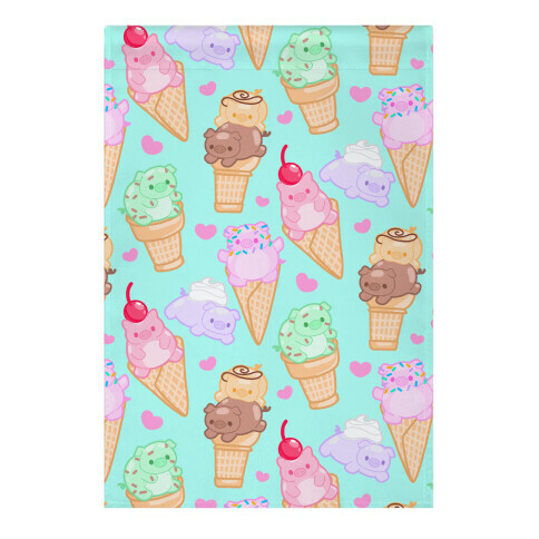 Ice Cream Pigs Pattern Garden Flag