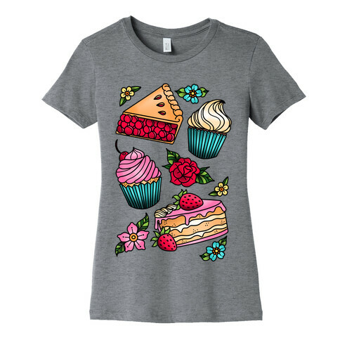 Traditional Tattoo Style Desserts Womens T-Shirt