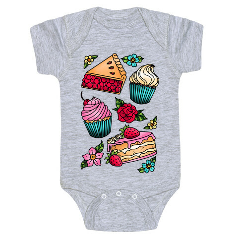 Traditional Tattoo Style Desserts Baby One-Piece