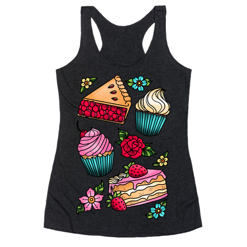 Traditional Tattoo Style Desserts Racerback Tank Top