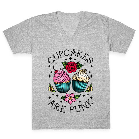 Cupcakes Are Punk V-Neck Tee Shirt