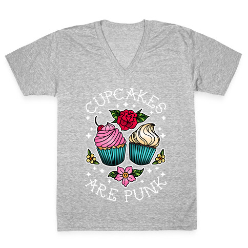 Cupcakes Are Punk V-Neck Tee Shirt