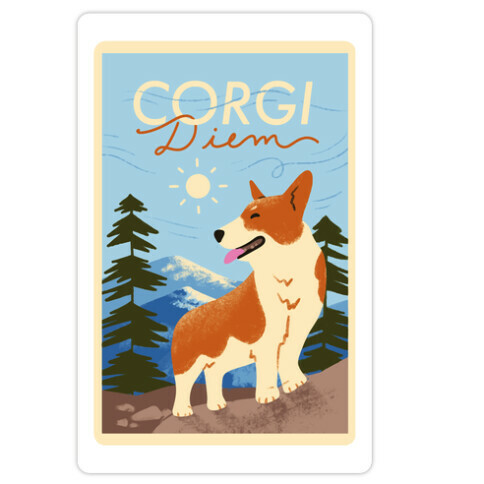 Corgi Diem Die Cut Sticker