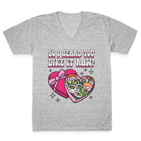 So I heard you like it raw? Sushi Heart Box V-Neck Tee Shirt