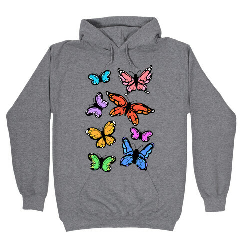 Hidden Penis Butterflies Pattern Hooded Sweatshirt