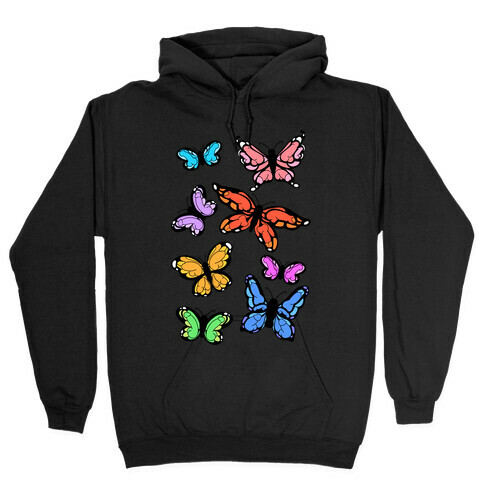 Hidden Penis Butterflies Pattern Hooded Sweatshirt