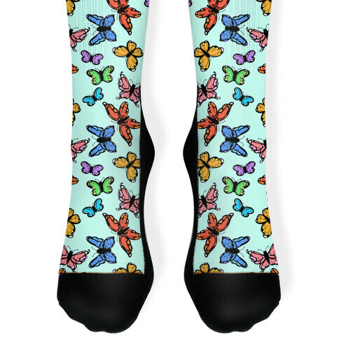 Hidden Penis Butterflies Pattern Sock