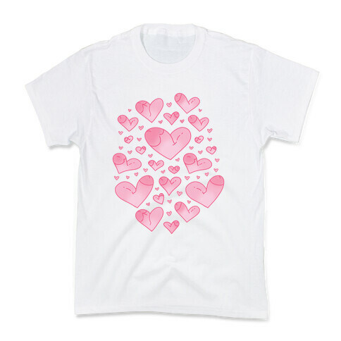 Penis Hearts Pattern Kids T-Shirt