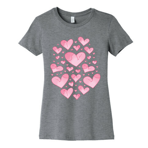 Penis Hearts Pattern Womens T-Shirt