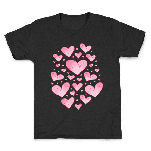 Penis Hearts Pattern Kids T-Shirt