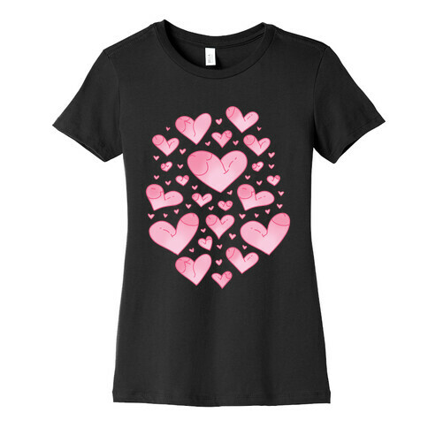 Penis Hearts Pattern Womens T-Shirt