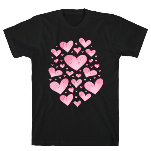 Penis Hearts Pattern T-Shirt