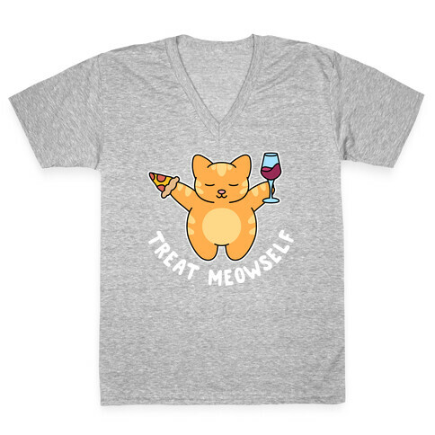 Treat Meowself V-Neck Tee Shirt