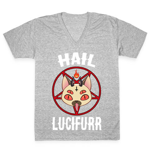 Hail Lucifurr  V-Neck Tee Shirt
