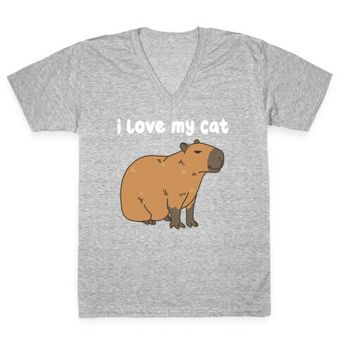 I Love My Cat Capybara V-Neck Tee Shirt