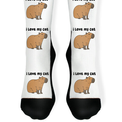 I Love My Cat Capybara Sock