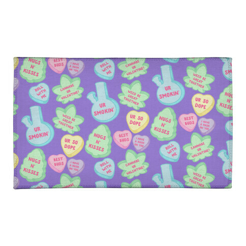 Weed Candy Hearts Pattern Welcome Mat
